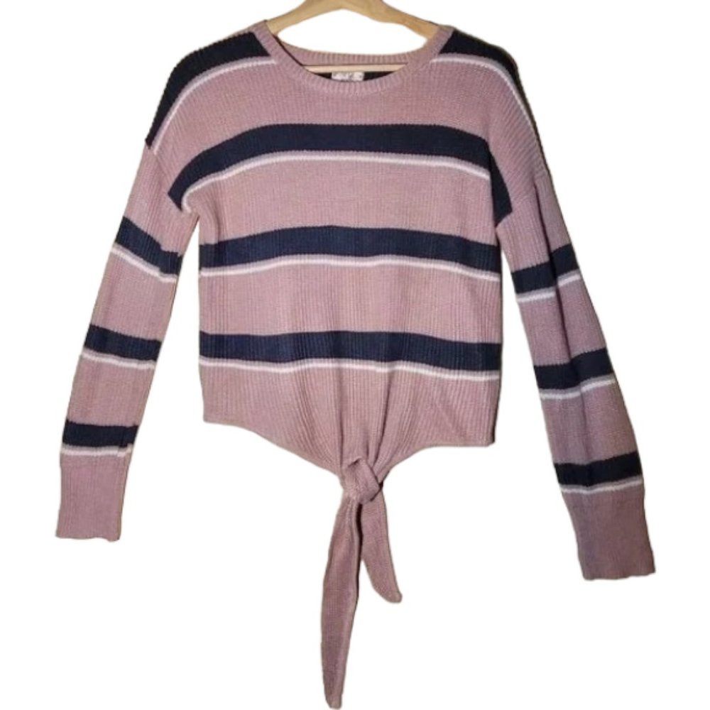 Hippie Rose Pink Striped Cropped Sweater Women's M